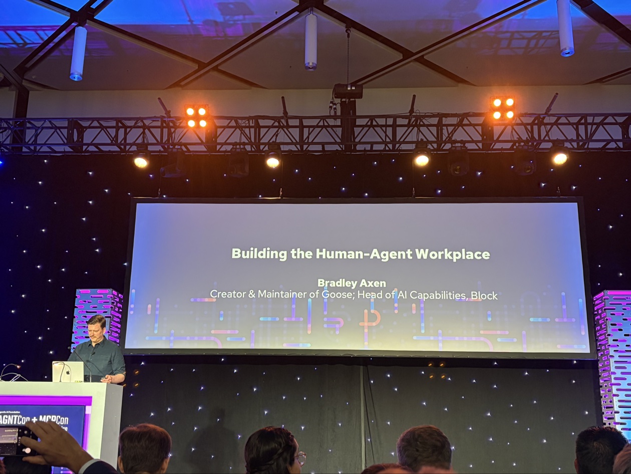 Bradley Axen presenting Building the Human-Agent Workplace at AGNTCon + MCPCon.