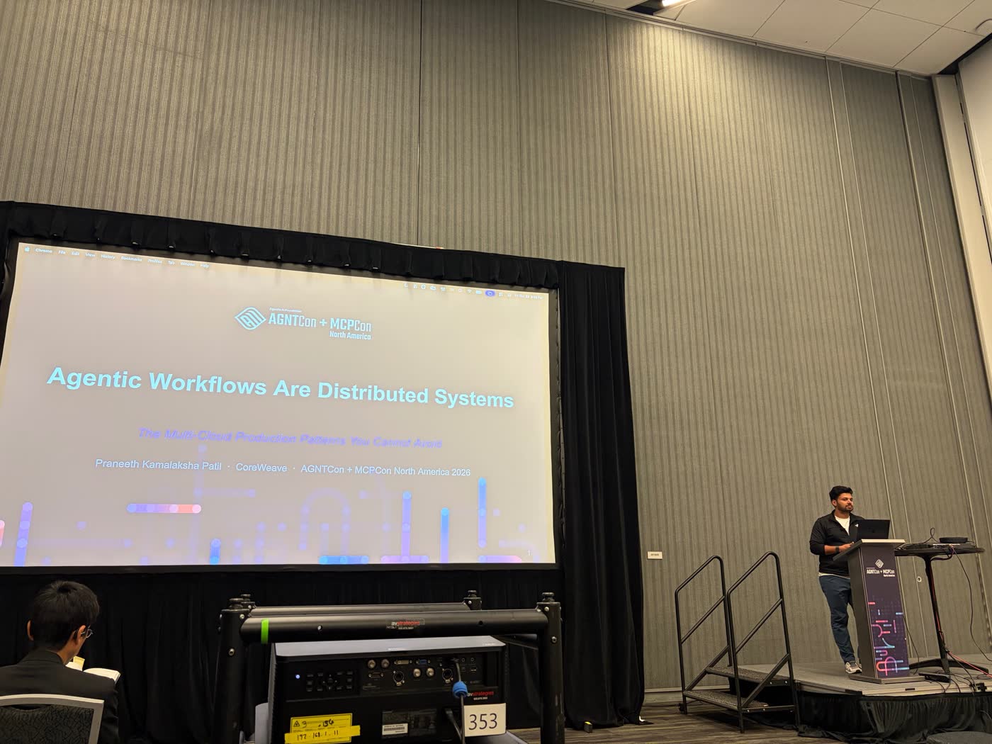 Praneeth Kamalaksha Patil presenting Agentic Workflows Are Distributed Systems.