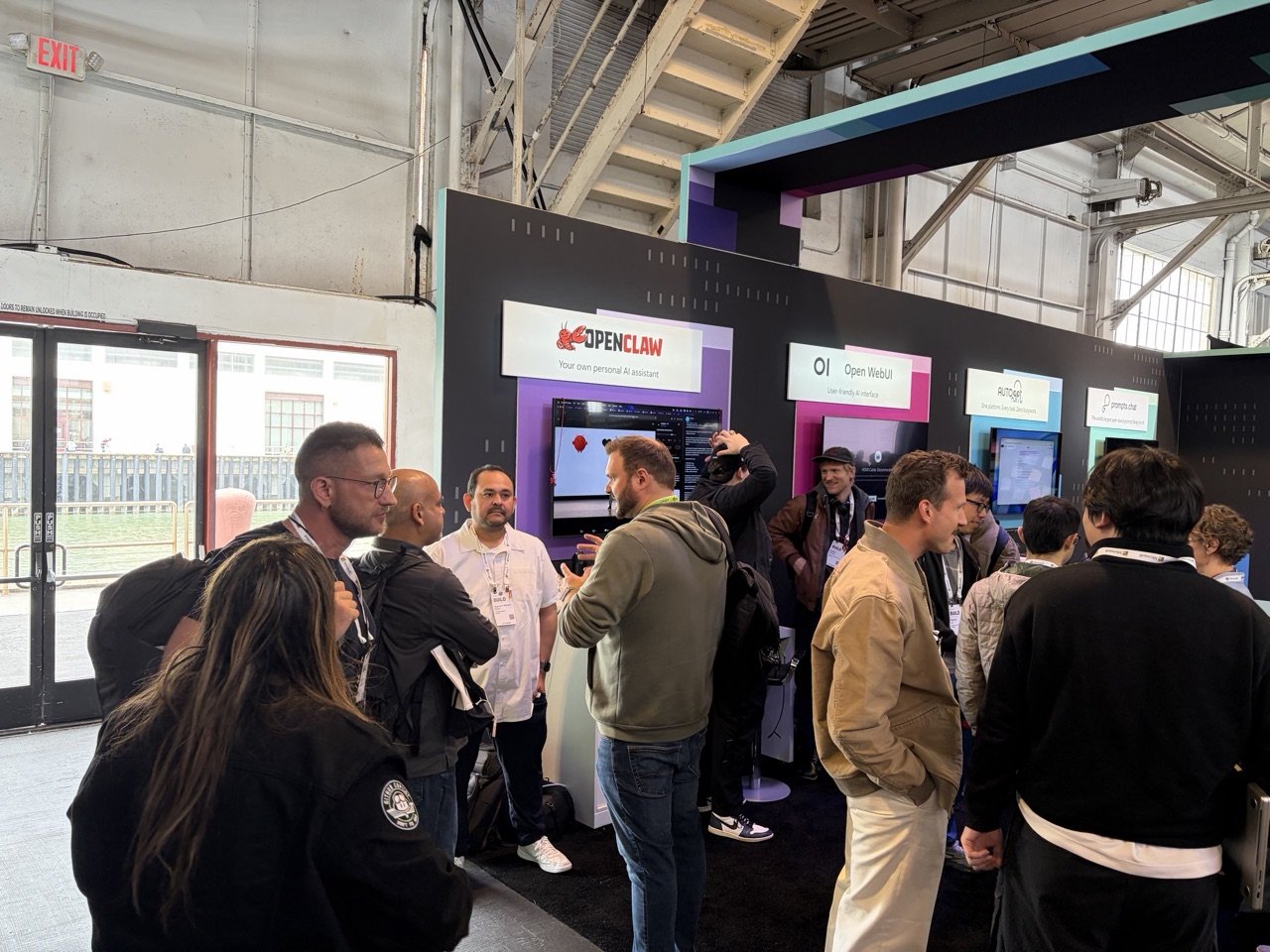 Attendees speaking with OpenClaw maintainers at the Microsoft Build Open Source Zone booth.