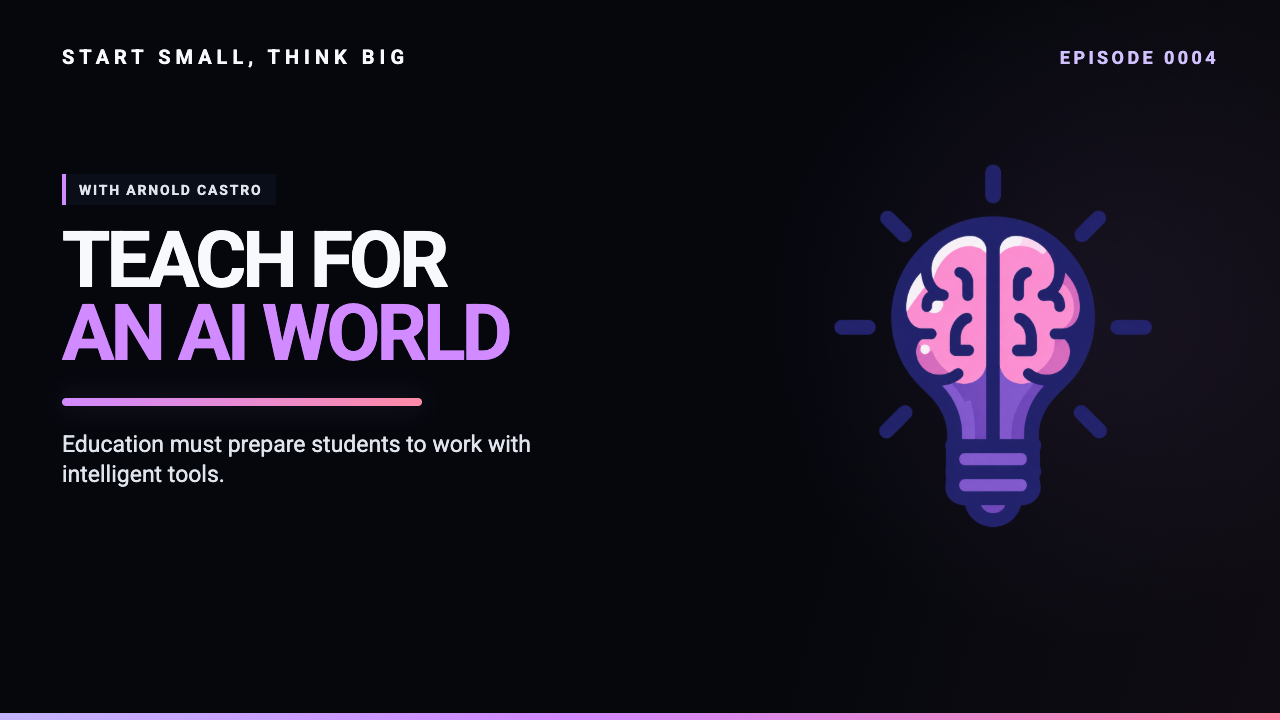 Start Small, Think Big episode 0004 artwork: AI in Education with Texas A&M Mays Business School Assistant Dean of AI Arnold Castro.