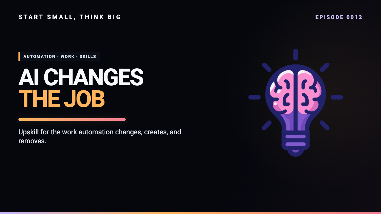 Start Small, Think Big episode 0012 artwork: Is AI Coming for Your Job? A Deep Dive into Automation Across Industries.