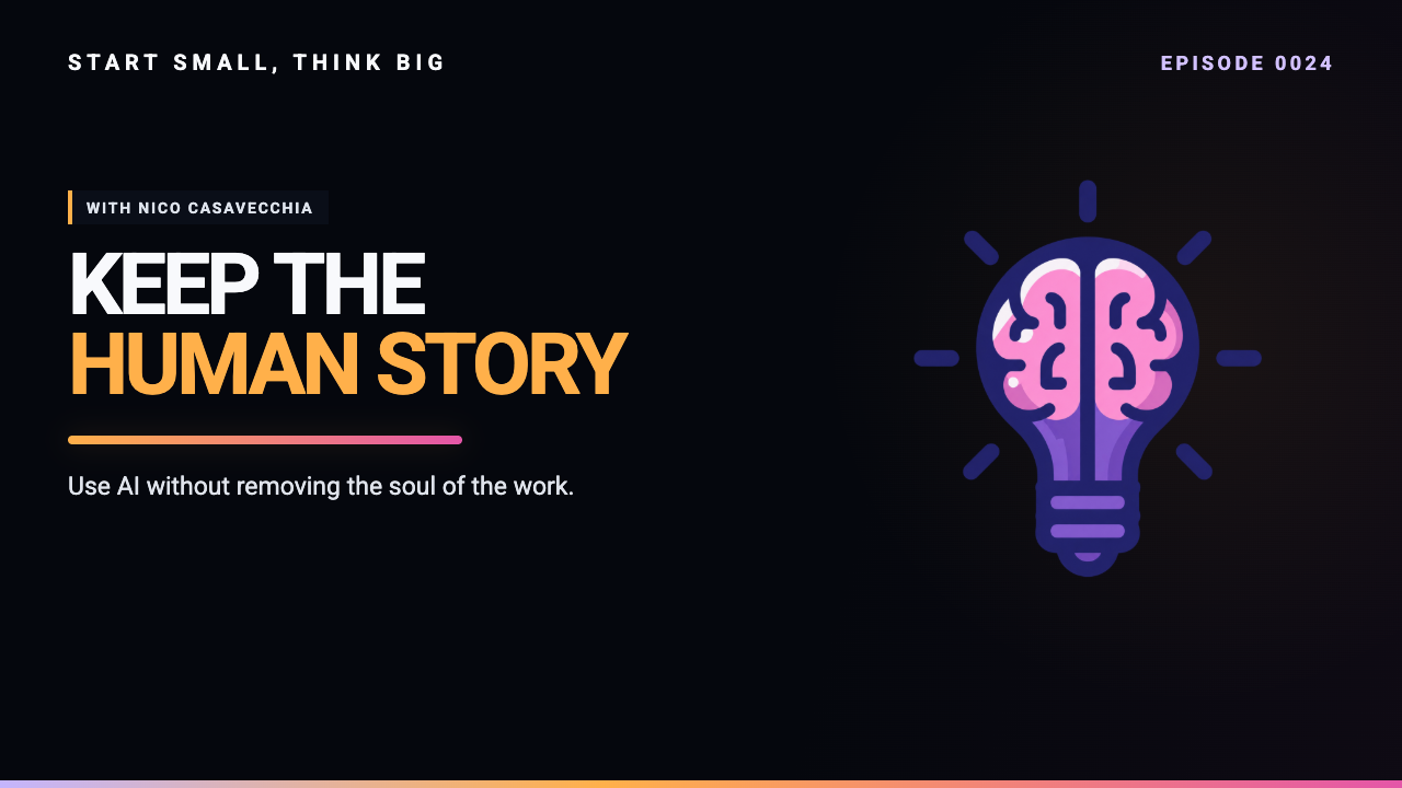 Start Small, Think Big episode 0024 artwork: Hollywood Disrupted: AI, Creativity & Ethics with Filmmaker Nico Casavecchia.